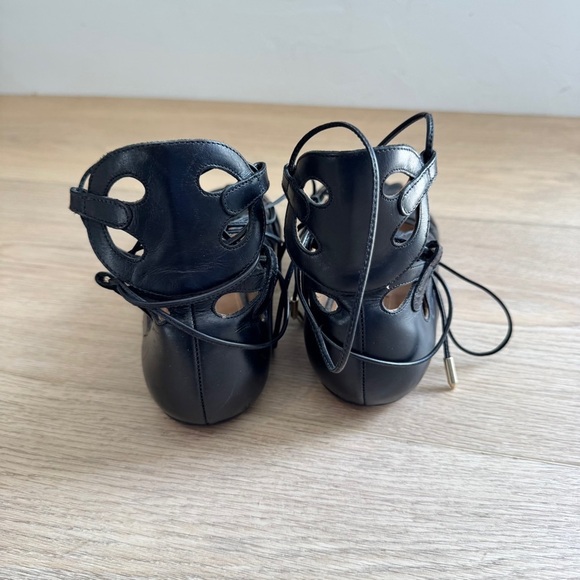 Aquazzura J’Adore Black Leather Lace Up Sandals Size 37.5 / US 7.5 - Picture 5 of 6